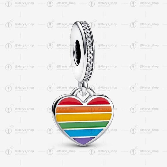Pandora Pride Rainbow Heart Dangle Charm - Picture 1 of 2